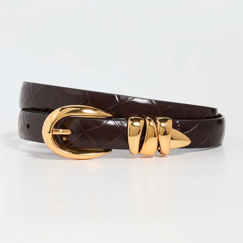 Madewell Triple Keeper Croco Belt in Chocolate Raisin, size XS
